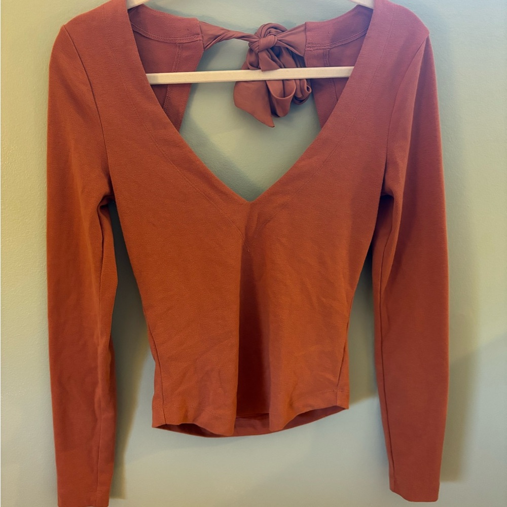 Free People Rust Long Sleeve Blouse
